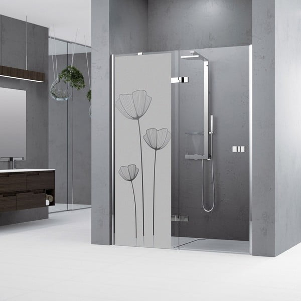 Стикер за врата на душ Макови цветя, 185 x 55 cm - Ambiance-image-2