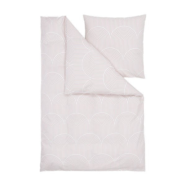 Розово-бял памучен чаршаф за единично легло Arcs, 155 x 220 cm - Westwing Collection