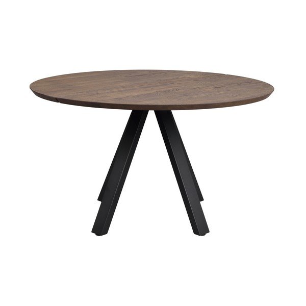Тъмнокафява кръгла трапезна маса с дъбова дървена плоскост ø 130 cm Carradale – Rowico-image-2