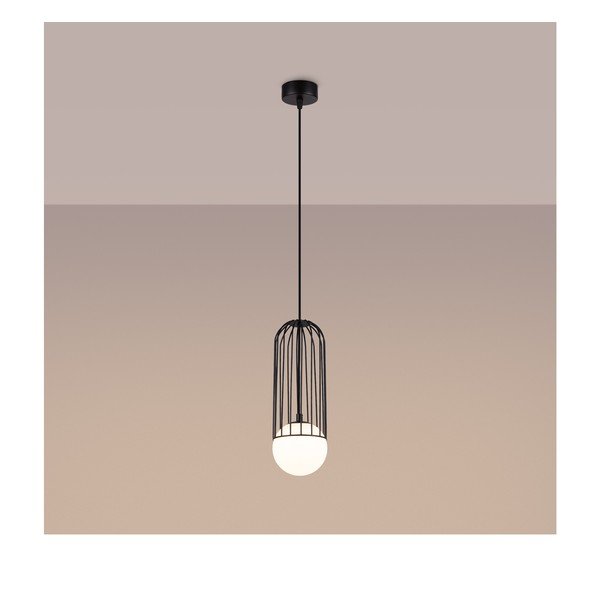 Бяло/черно висящо осветително тяло със стъклен абажур Belinda – Sollux-image-4