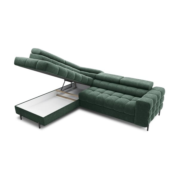 Зелен разтегателен ъглов диван с място за съхранение от букле (ляв ъгъл L форма) Ferucce – ELTAP-image-4