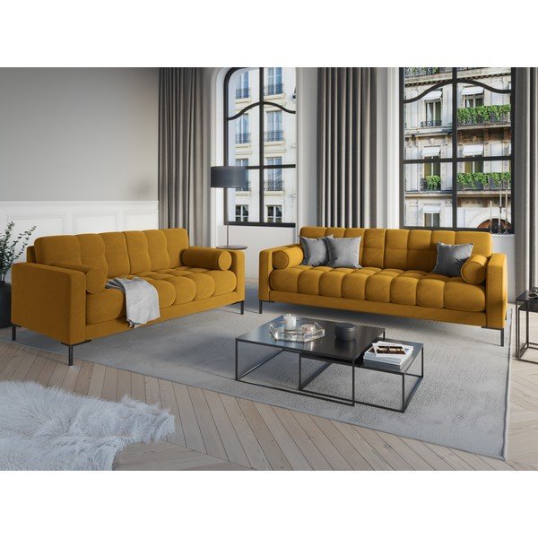 Жълт кадифен диван Bali - Cosmopolitan Design-image-1