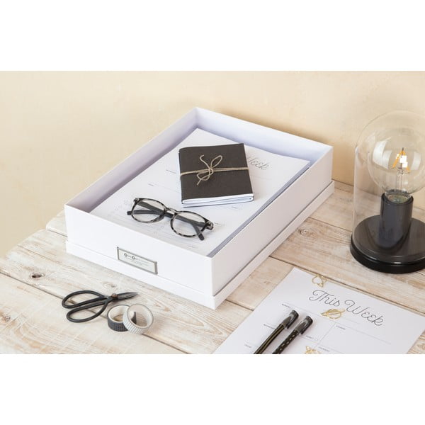 Бяла кутия за съхранение с етикет за име за документи, размер A4 Oskar - Bigso Box of Sweden-image-2