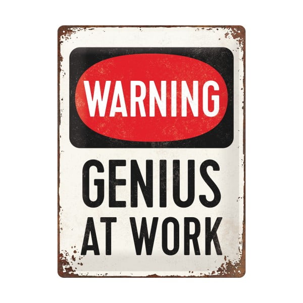 Декоративен знак за стена Genius at Work Warning! Genius at Work - Postershop