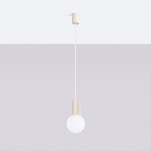 Кремаво висящо осветително тяло със стъклен абажур ø 12 cm Orbital – Sollux-image-4