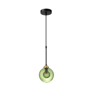 Зелено висящо осветително тяло със стъклен абажур ø 12 cm Twister – Squid Lighting