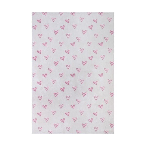 Розово-бял детски килим 160x235 cm Hearts - Hanse Home