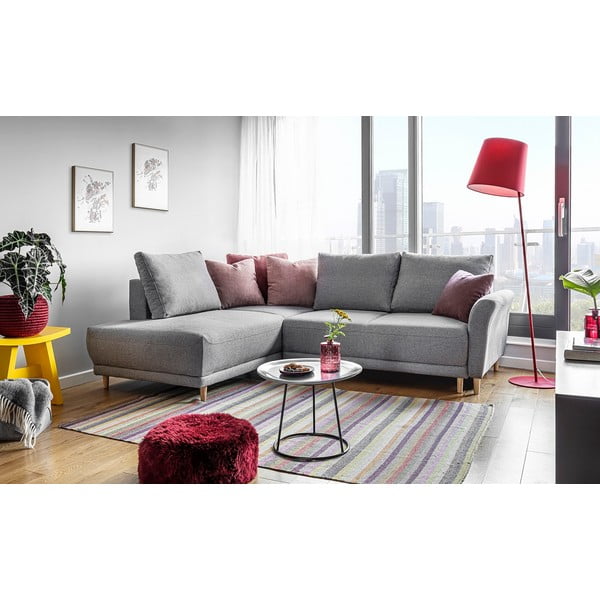 Светлосив ъглов разтегателен диван, ляв ъгъл Lovely Annie - Miuform-image-2