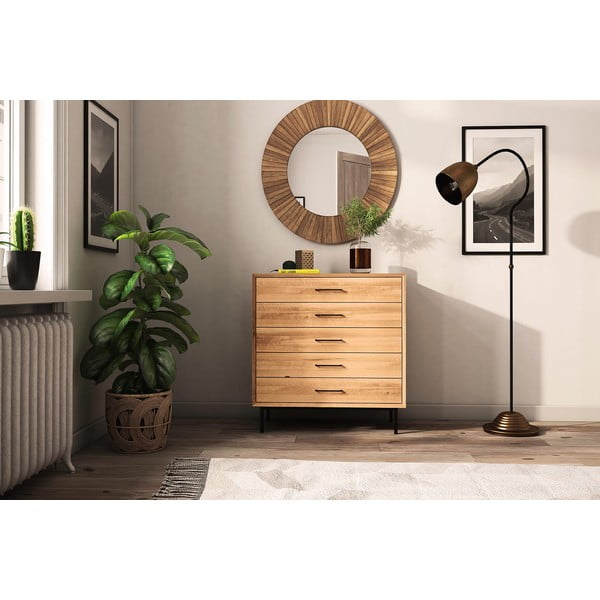 Висок скрин от дъбова дървесина в естествен цвят 97x95 cm Abies - The Beds-image-4