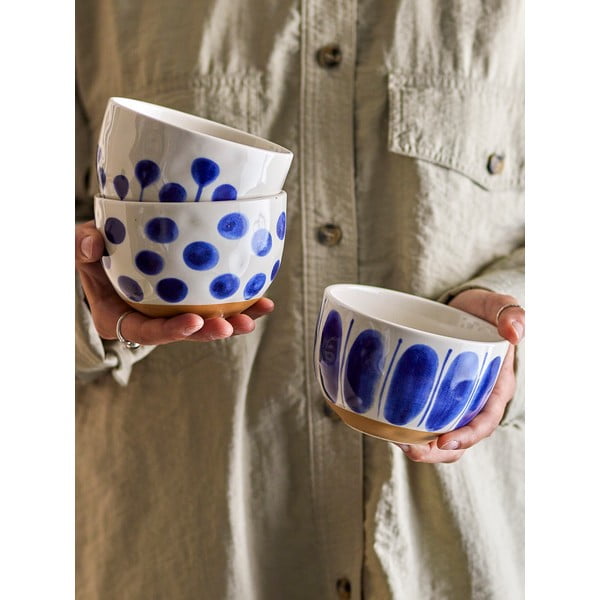 Бели/сини глинени купички в комплект 3 бр. 500 ml Linora – Bloomingville-image-1