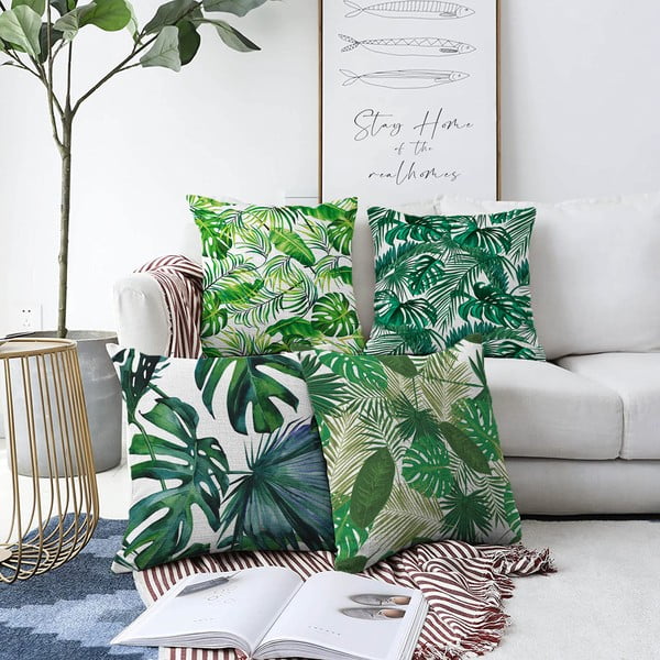 Комплект от 4 калъфки за възглавници Summer Jungle, 55 x 55 cm - Minimalist Cushion Covers