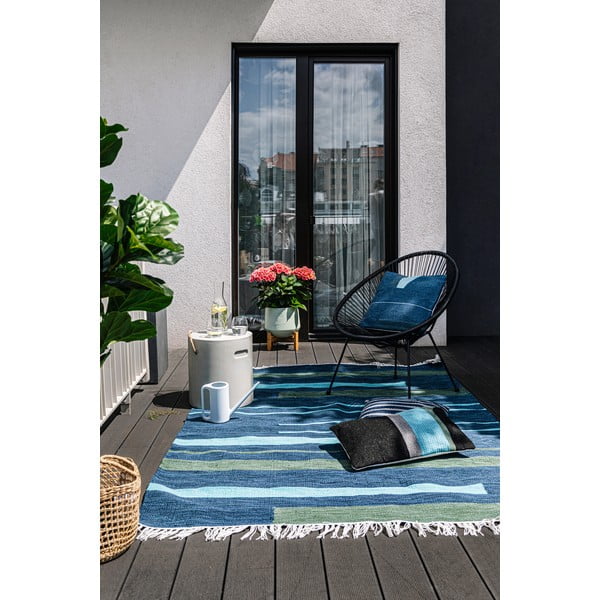 Тъмносин двустранен килим за открито, изработен от рециклирана пластмаса , 160 x 230 cm Marlin - Green Decore-image-1