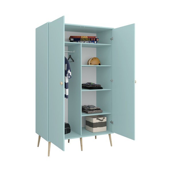 Детски гардероб в тюркоазен цвят 113x190 cm Gaia - Tvilum-image-4