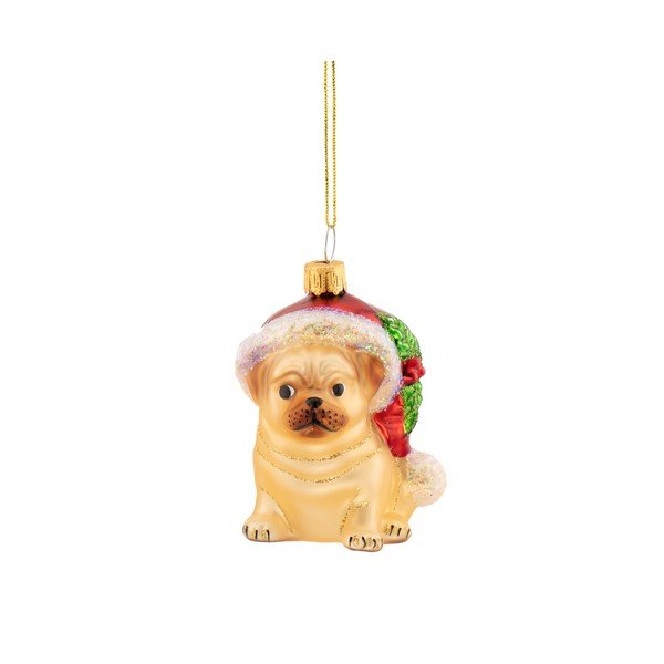 Стъклена Коледна украса 6 cm Festive Pug – Sass & Belle