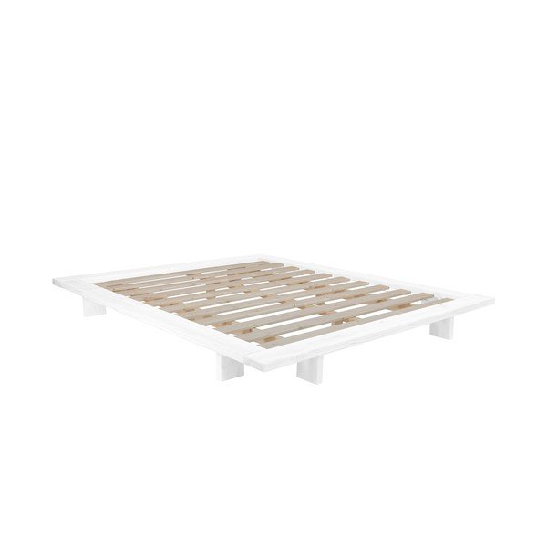 Dvoulůžková postel z borovicového dřeva s matrací Karup Design Japan Comfort Mat White/Natural, 160 x 200 cm-image-3