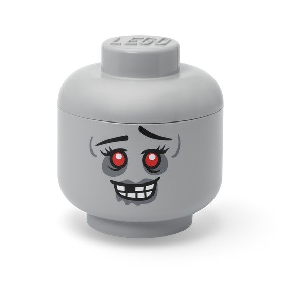 Сива пластмасова детска кутия за съхранение ø 24x27 cm Head Zombie L – LEGO®