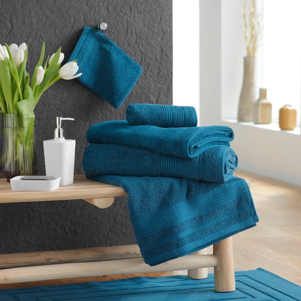 Тъмносиня памучна кърпа от тери 50x90 cm Tendresse – douceur d'intérieur-image-3