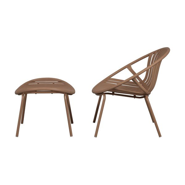 Розово пластмасово градинско кресло с табуретка за крака Bruce – WOOOD-image-2