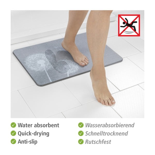 Сив килим за баня от диатомична глина 39x60 cm Astera – Wenko-image-4