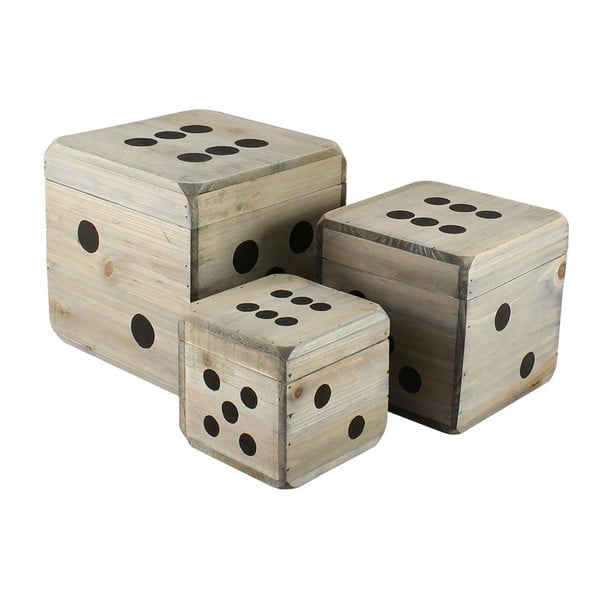 Sada 3 ks dřevěných boxů Play