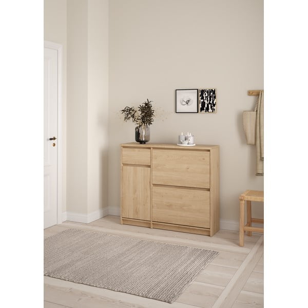 Накланяща се стойка за обувки от дъбов декор в естествен цвят 109x93x32 cm Naia – Tvilum-image-2