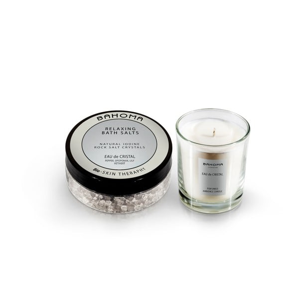 Комплект от сол за вана и ароматна свещ с аромат на иланг-иланг и жасмин - Bahoma London