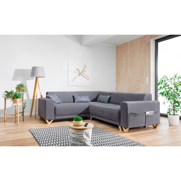 Сив разтегателен/с място за съхранение ъглов диван (ляв ъгъл/L форма) Classy Sophie – Miuform-image-3