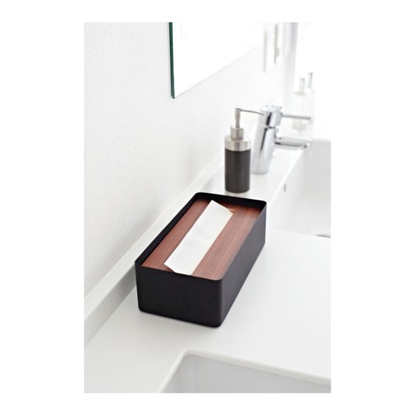 Черна кутия за хартиени носни кърпички Tsu Rin - YAMAZAKI-image-2