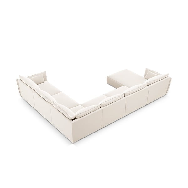 Бежов кадифен ъглов диван (десен ъгъл/U форма) Vanda – Mazzini Sofas-image-3