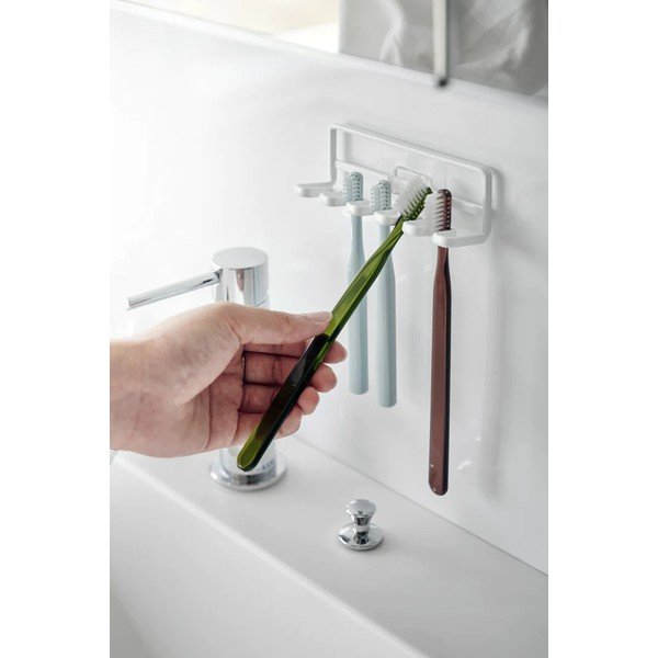 Бял самозалепващ метален държач за четки за зъби Film Hook – YAMAZAKI-image-2