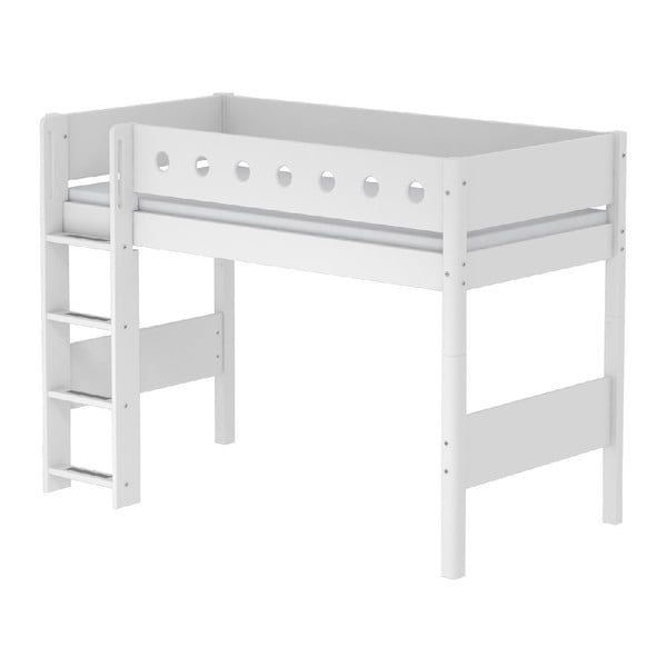 Бяло по-високо детско легло със стълба , 90 x 200 cm White Single - Flexa