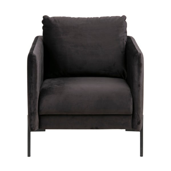 Кресло от антрацитно черно кадифе Kingsley - Actona