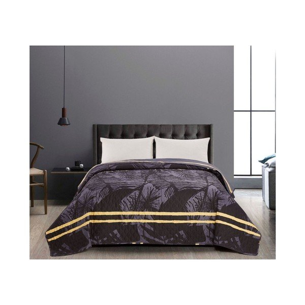 Šedo-černý oboustranný přehoz z mikrovlákna DecoKing Turmeric, 260 x 280 cm-image-1