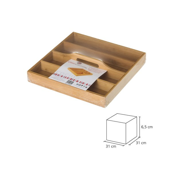 Бамбуков органайзер за прибори за хранене , 31 x 31 cm - Casa Selección-image-4