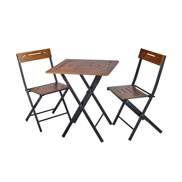 Тъмнокафяв градински комплект за хранене за 2 души Bistro – Floriane Garden-image-2