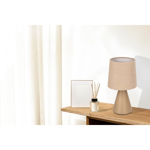 Бежова настолна лампа с текстилен абажур (височина 24,5 cm) Satti – Candellux Lighting-image-1