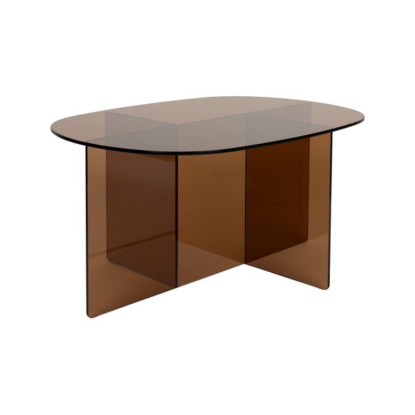 Кафява стъклена масичка за кафе 60x80 cm Linea – Zuiver