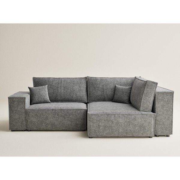 Сив шенилов сгъваем/с място за съхранение ъглов диван (десен ъгъл/L форма) Tonga – Maison de Rêve-image-2