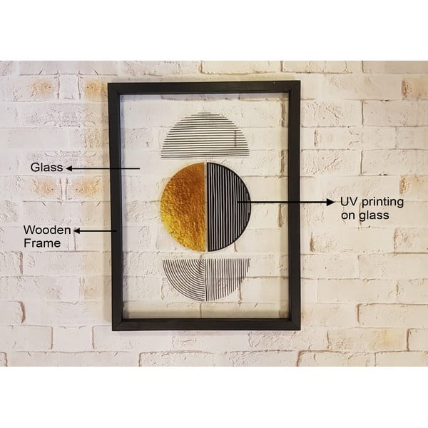 Картина върху стъкло в черна рамка Shapes II., 32 x 42 cm - Vavien Artwork-image-2