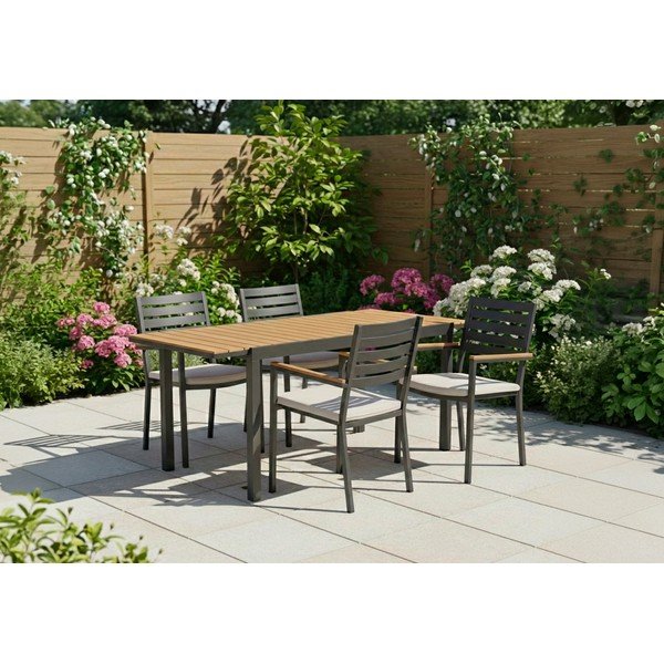 Антрацитни градински столове в комплект от 4 бр. метални Henna   – Bizzotto-image-1