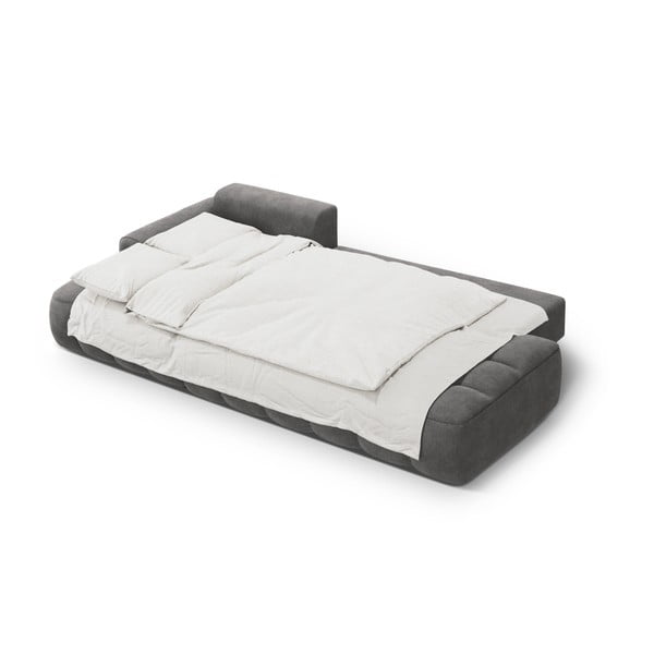 Сив кадифен сгъваем/с място за съхранение ъглов диван (ляв ъгъл) Linz – Cosmopolitan Design-image-4