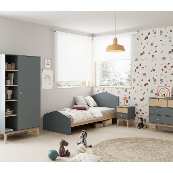 Детско нощно шкафче сиво-зелено Estefania – Marckeric-image-1