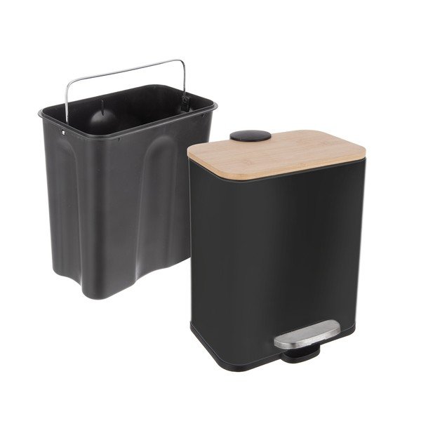 Черно кошче за боклук с педал от неръждаема стомана 5 l Black – Orion-image-4