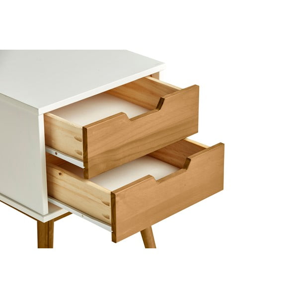 Нощно шкафче в бяло и кафяво, изработено от масивна борова дървесина Baku - Marckeric-image-4
