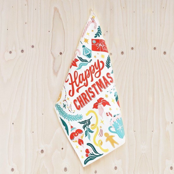 Памучна кърпа Happy Christmas, 46 x 71 cm Merry Christmass - eleanor stuart-image-1
