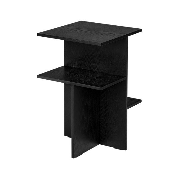 Черно нощно шкафче от декор от дъб  с рафтове Atik – noo.ma-image-4