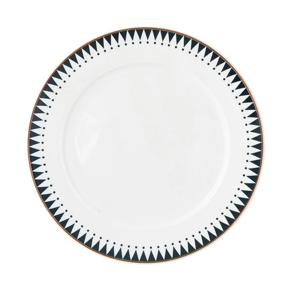 Керамична чиния с черни и бели ивици по ръба, ø 22,5 cm - Miss Étoile