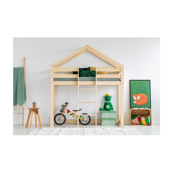 Двуетажно легло тип къща от борова дървесина Mila DMPA, 90 x 180 cm - Adeko-image-1