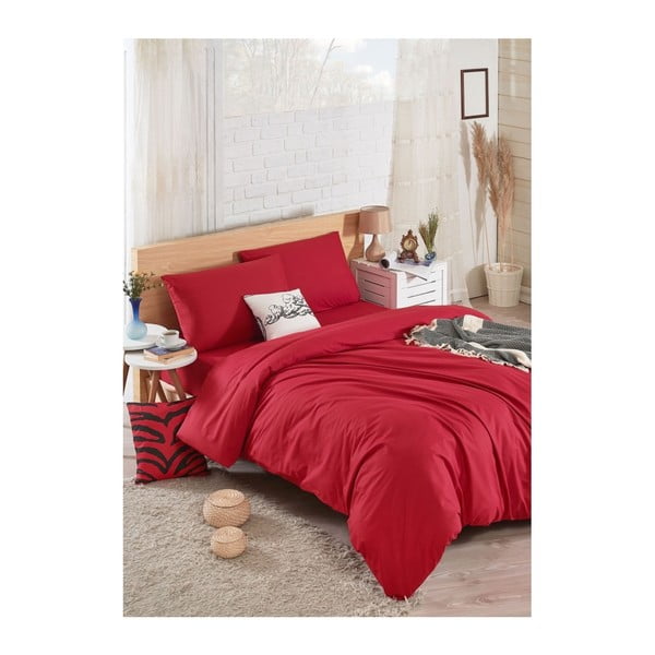 Червен памучен чаршаф за единично легло Materro Sala, 160 x 220 cm - Unknown