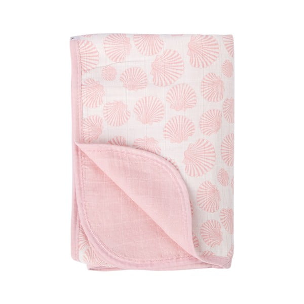 Розово памучно бебешко одеяло 120x120 cm Seashell - Mijolnir